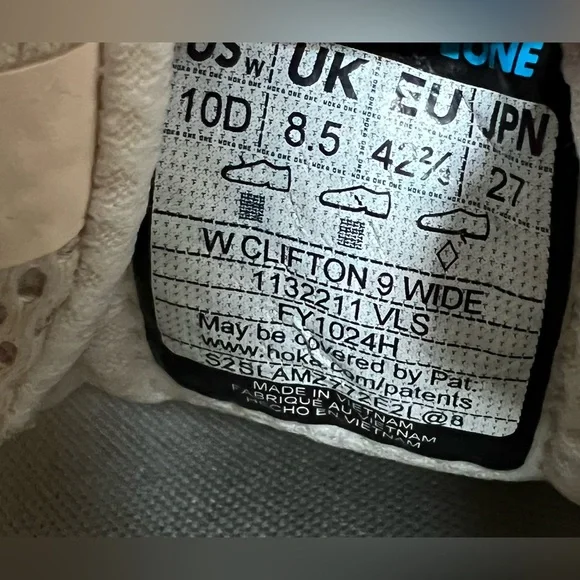 Hoka Women's Clifton 9 Lace Up Athletic Shoes Vanilla/Astral SIZE 10 D WIDE - Picture 11 of 12